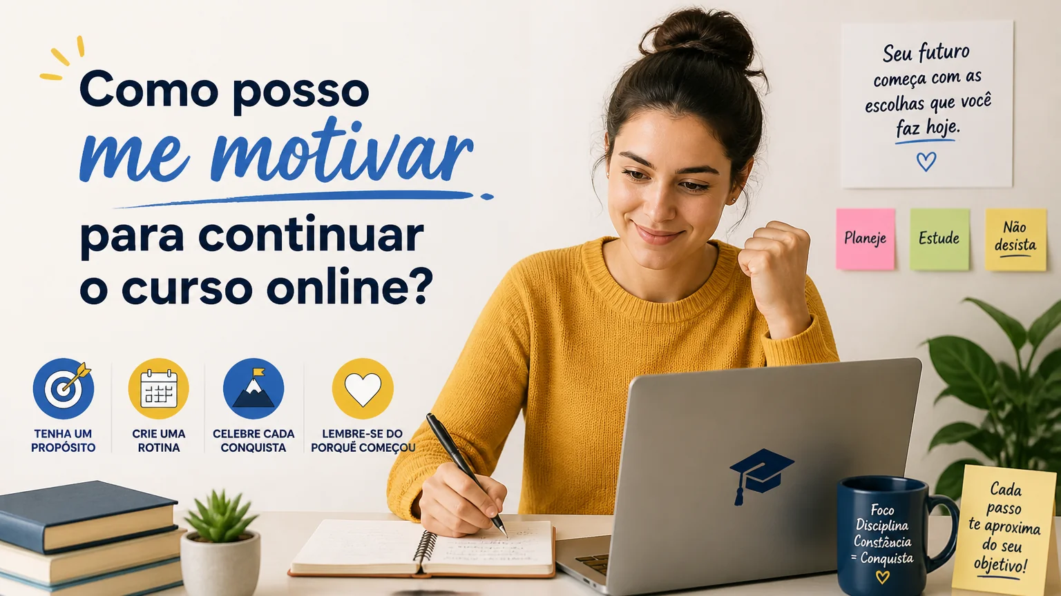 Como posso me motivar para continuar o curso online?