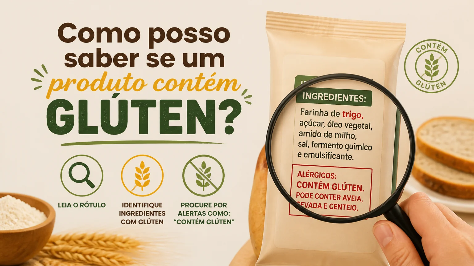 Como posso saber se um produto contém glúten?