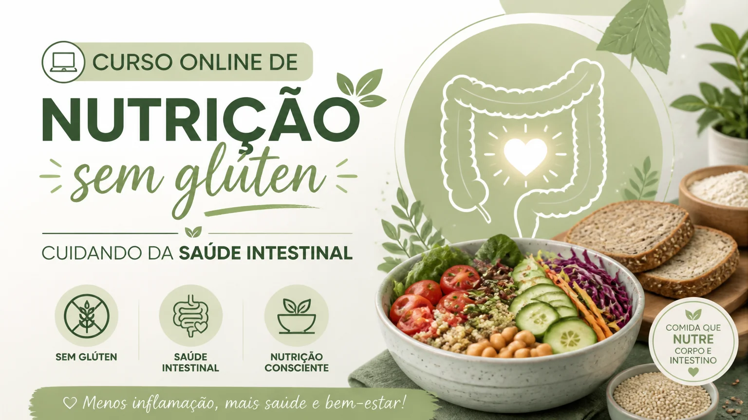 Curso online de nutrição sem glúten cuidando da saúde intestinal
