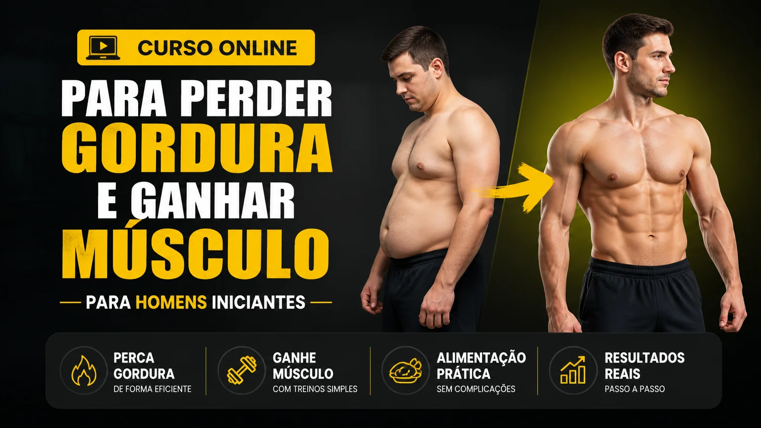 Curso online para perder gordura e ganhar músculo para homens iniciantes