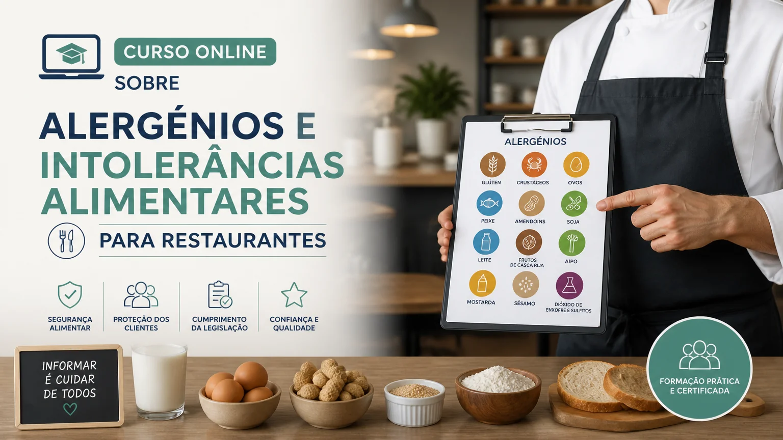 Curso online sobre alergénios e intolerâncias alimentares para restaurantes - alergenios