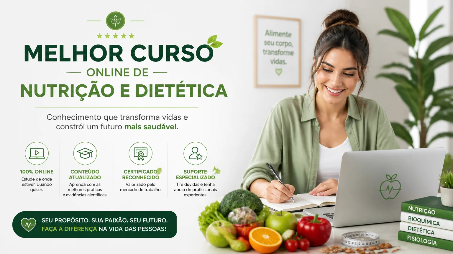 Melhor curso online de nutrição e dietética