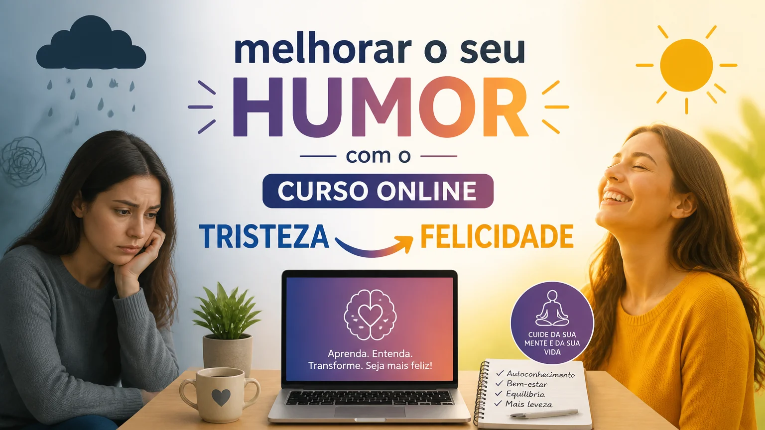Melhorar o seu humor com o curso online tristeza felicidade - tristeza felicidade