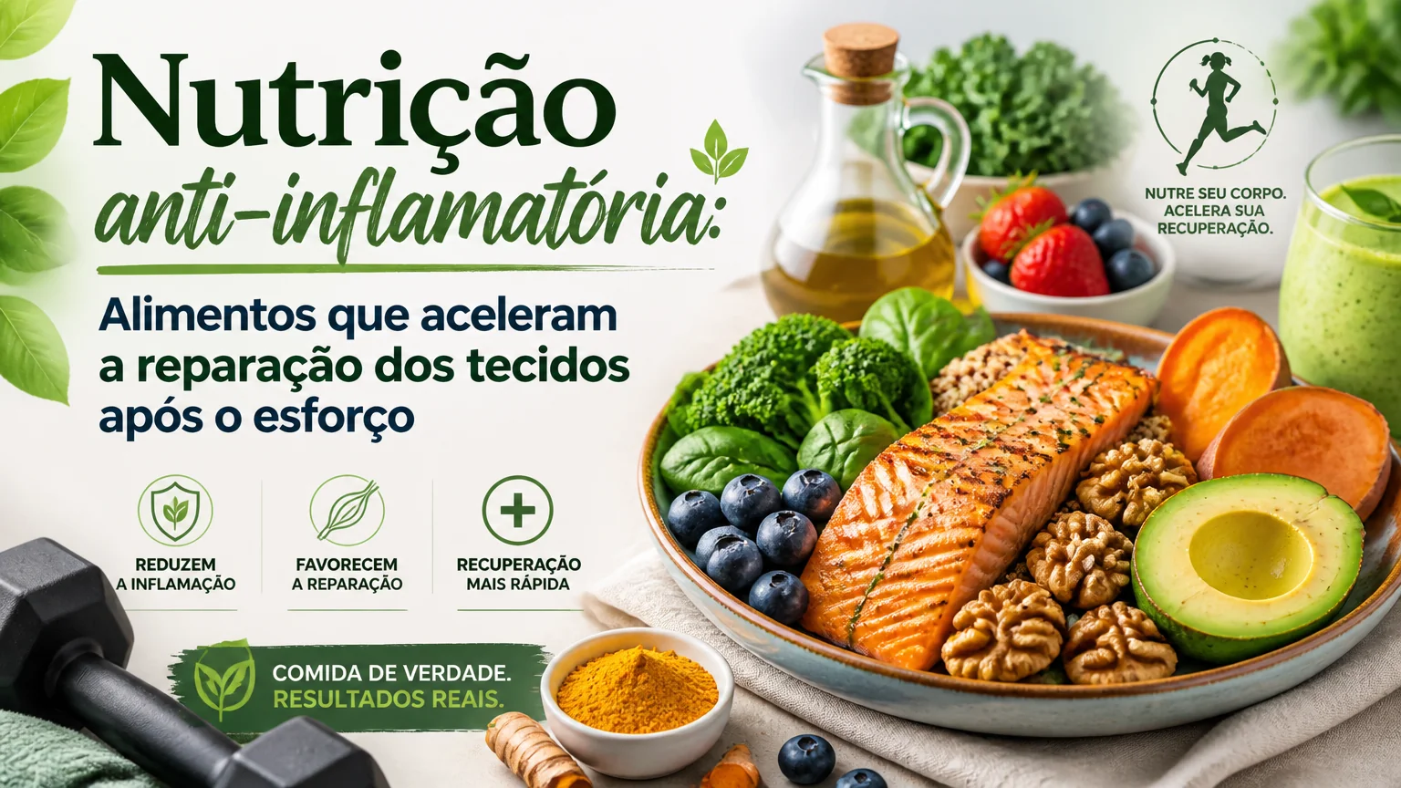 Nutrição anti-inflamatória: alimentos que aceleram a reparação dos tecidos após o esforço