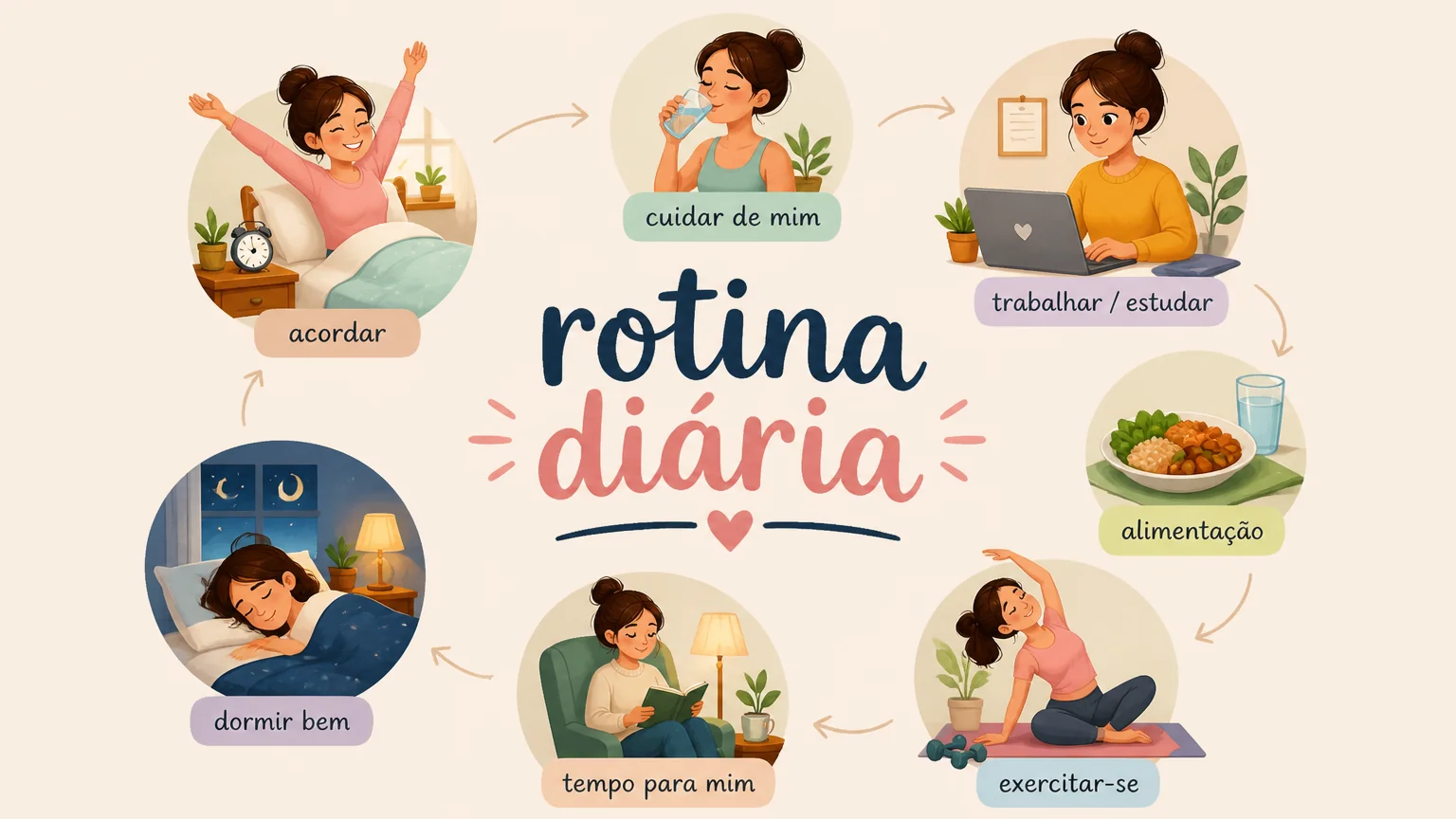 Rotina diária - produtividade trabalho vida casa