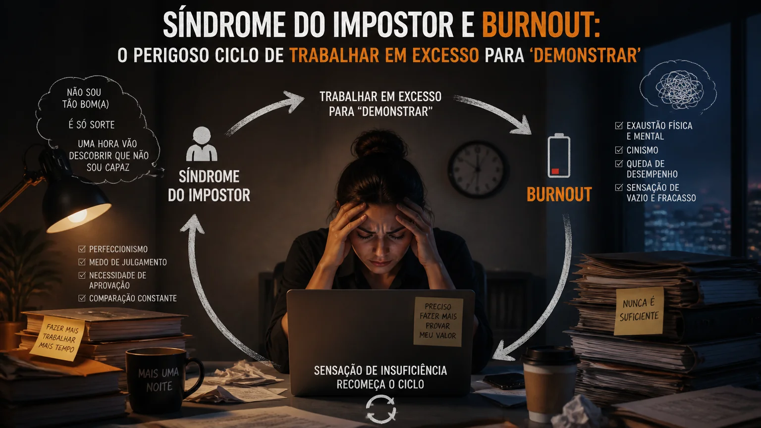 Síndrome do impostor e burnout: o perigoso ciclo de trabalhar em excesso para 