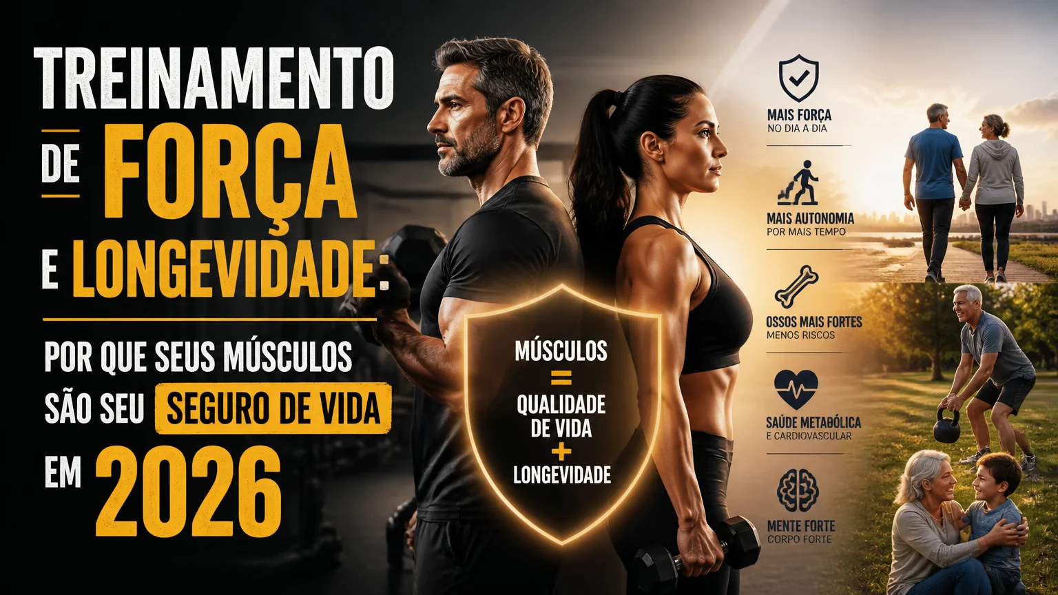 Treinamento de força e longevidade: por que seus músculos são seu seguro de vida em 2026 - treinador desportivo